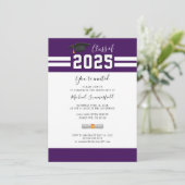 2025年度卒業式 紫 白 ミニマルな卒業パーティー 招待状 (スタンド正面)