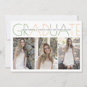 2025年度卒業生のオリーブグリーンとピンクの卒業写真 招待状 (正面)