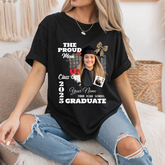 2025年度卒業生の誇りある母のためのパーソナライズされた写真 Tシャツ