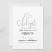 2025年度卒業生 シルバー スクリプト フォト コラージュ パーティー 招待状 (裏面)