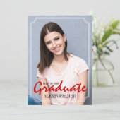 2025年度卒業生 シンプルな赤い手書き 招待状 (スタンド正面)