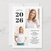 2025年度卒業生 | モノクロ フォト 卒業パーティー 招待状 (正面)