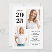 2025年度卒業生 | モノクロ フォト 卒業パーティー 招待状 (正面)