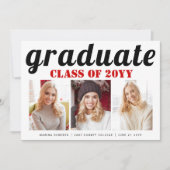 2025年度卒業生 赤いタイポグラフィーの写真 招待状 (正面)