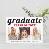 2025年度卒業生 赤いタイポグラフィーの写真 招待状 (スタンド正面)