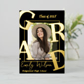 2025年度卒業発表のかわいい写真教室 箔招待状 (立ち正面)