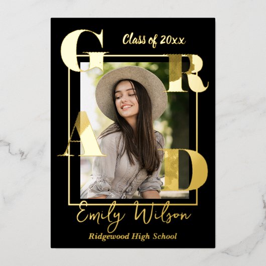 2025年度卒業発表のかわいい写真教室 箔招待状 (正面)