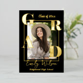 2025年度卒業発表のかわいい写真教室 箔招待状 (立ち正面)