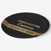 2025年度卒業金ゴールドおめでとう ペーパープレート (アングル)