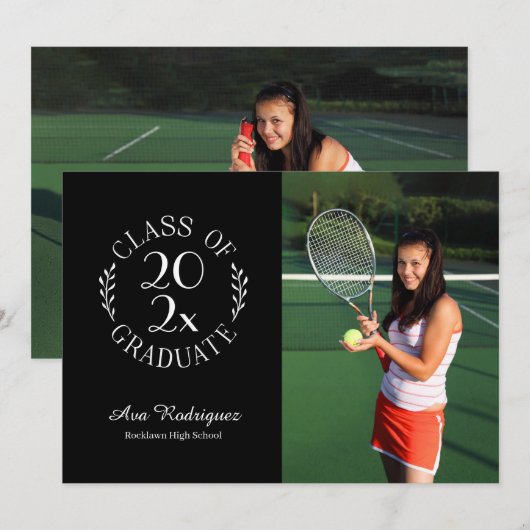 2025年度卒業2フォトブラック卒業 案内状 (正面/裏面)