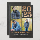 2025年度卒業 ゴールドチョークボード クラスの卒業式プリント 招待状 (正面/裏面)