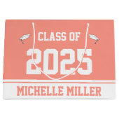 2025年度大学院名ピーチピンク&ホワイト ラージペーパーバッグ (正面)