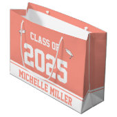 2025年度大学院名ピーチピンク&ホワイト ラージペーパーバッグ (正面アングル)