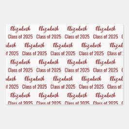 2025年度大学院名ホワイトとダークレッド ラッピングペーパーシート