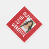 2025年度赤写真モダン卒業紙 スタンダードランチョンナプキン (角)