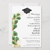 2025年度 エレガントなグリーン クラスの卒業写真 招待状 (正面)