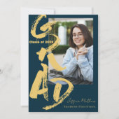 2025年度 ブルー 写真 卒業おめでとうございますのご案内 招待状 (正面)