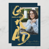 2025年度 ブルー 写真 卒業おめでとうございますのご案内 招待状 (正面/裏面)