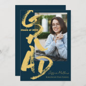 2025年度 ブルー 写真 卒業発表カード 招待状 (正面/裏面)