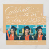 2025年度 優雅な筆記体クラス 卒業写真 招待状 (正面/裏面)