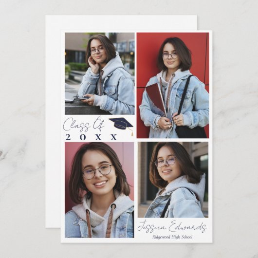 2025年度 卒業おめでとう マルチ写真 卒業発表 招待状 (正面/裏面)