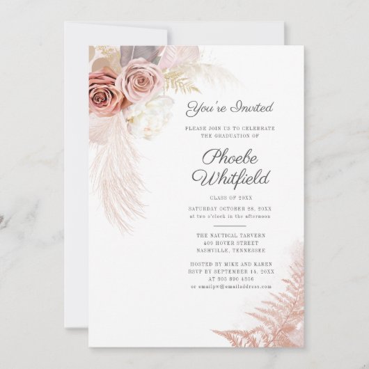 2025年度 卒業パーティー パンパス グラス 卒業祝い 招待状 (正面)