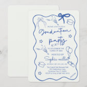 2025年度 卒業パーティー レトロ 招待状 ファンシー , (正面/裏面)