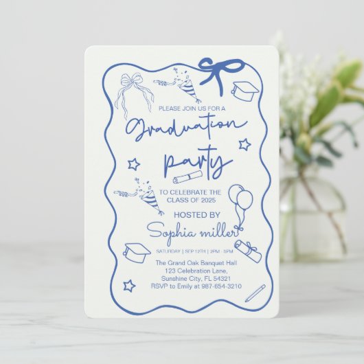 2025年度 卒業パーティー レトロ 招待状 ファンシー , (スタンド正面)