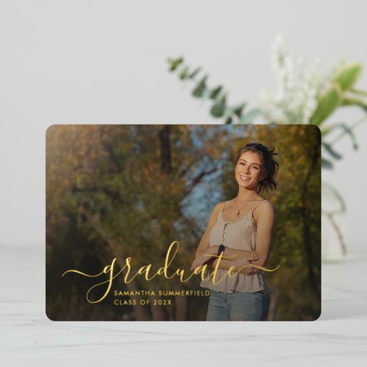 2025年度 卒業写真 ゴールド箔 発表 箔招待状 (立ち正面)