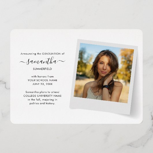 2025年度 卒業写真 ゴールド箔 発表 箔招待状 (裏面)