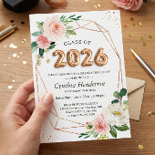 2025年度 卒業式 ローズゴールド バルーン フォント クラス 招待状