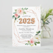 2025年度　卒業式　ローズゴールド　バルーン　フォント　クラス 招待状 (スタンド正面)