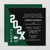 2025年度 現代クラスの 緑と黒の卒業パーティー 招待状 (正面/裏面)