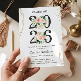 2025年度 現代ゴールド ブッシュ フラワー 卒業パーティー 招待状