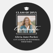2025年度 現代的な卒業写真 黒 ラウンドシール (正面)