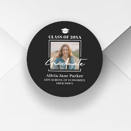 2025年度 現代的な卒業写真 黒 ラウンドシール