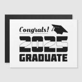 2025年度 現代的な卒業生招待状 おめでとう！ マグネット招待状 (正面/裏面)