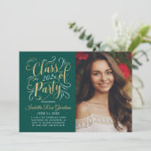 2025年度 緑金色 卒業パーティー写真 招待状 (スタンド正面)