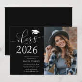 2025年度 黒の卒業パーティー写真 招待状 (正面/裏面)