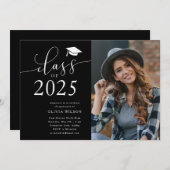 2025年度 黒の卒業パーティー写真 招待状 (正面/裏面)