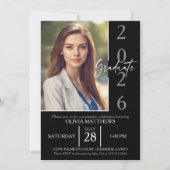 2025年度 黒カスタムフォト卒業式招待状 招待状 (正面)