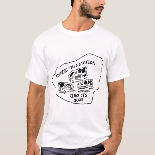 2025年恐竜発掘 ブラックプリント Tシャツ (正面)