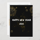 2025年新年おめでとうございます - ゴールドの花火のカード シーズンカード (正面/裏面)