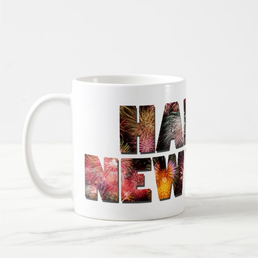 「2025年新年おめでとう🎆花火の豪華絢爛！」 コーヒーマグカップ (左)