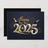 2025年新年おめでとう：エレガントお祝い シーズンポストカード (正面/裏面)