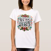 「2025年新年おめでとう」メキシコカラフルフィエスタ Tシャツ (正面)
