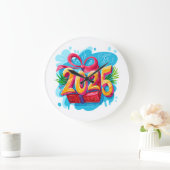 2025年新年おめでとう ラージ壁時計 (ホーム)