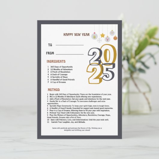 2025年新年おめでとう | 素晴らしい1年間のレシピ 招待状 (スタンド正面)