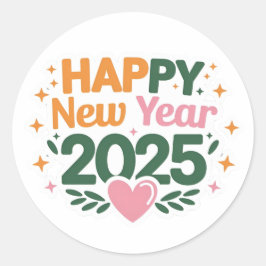 2025年新年のお祝いスタンプ ラウンドシール