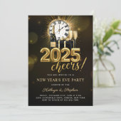 2025年新年のお祝いパーティー ゴールドシャンパン 招待状 (スタンド正面)
